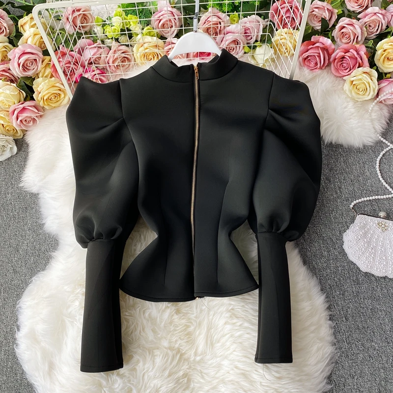 Temperament Stand-up Collar Shirt Women 2020 New Autumn and Winter Slim Long-sleeved Puff Sleeve Top GX1462
Temperament Stand-up Collar Shirt Women 2020 New Autumn and Winter Slim Long-sleeved Puff Sleeve Top GX1462