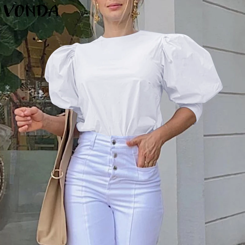 VONDA Women Puff Sleeves Pleated Blouse 2022 Casual Half Sleeve Crew Neck Office Shirts Bohemian Blusas Femininas Streetwears
VONDA Women Puff Sleeves Pleated Blouse 2022 Casual Half Sleeve Crew Neck Office Shirts Bohemian Blusas Femininas Streetwears
