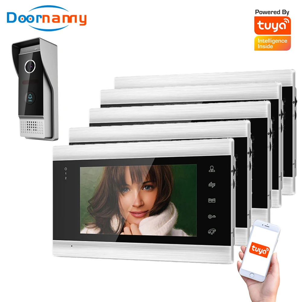 

Doornanny Villa Apartment WiFi Video Intercom System One To 5Monitors Tuya Doorbell Doorphone Video Call Intercom Kit AHD 720P