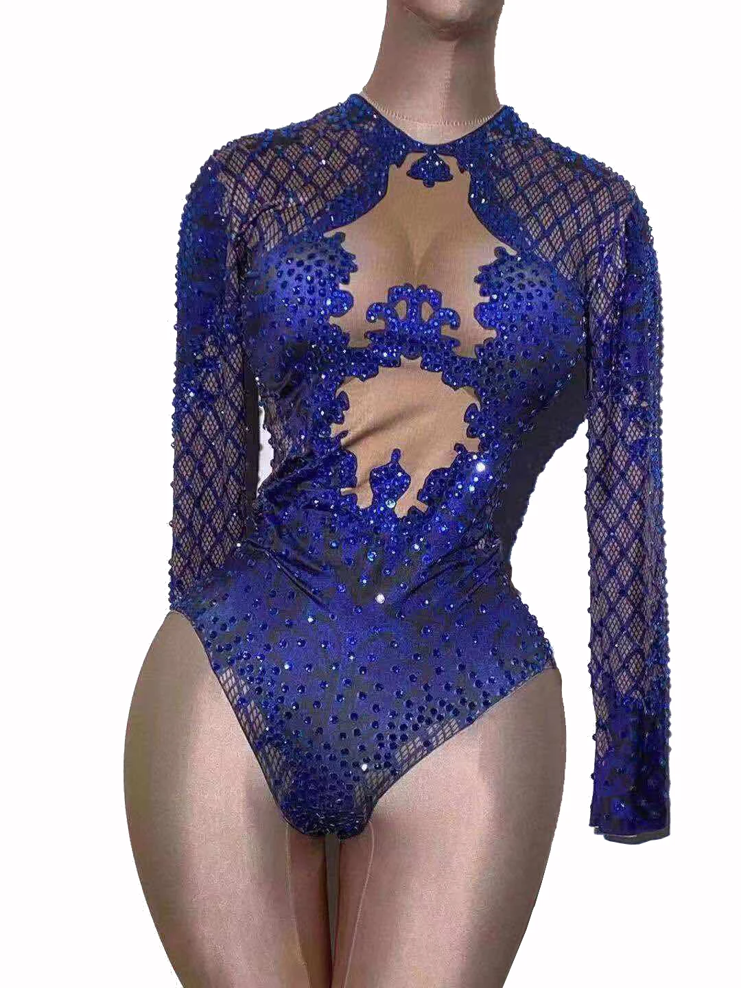 Women Sexy Bodysuit 2021 Shiny Blue Long Sleeve Stretch Handmade Rompers Female Bar Party Celebrate Dance Stage Nightlub Costume
Women Sexy Bodysuit 2021 Shiny Blue Long Sleeve Stretch Handmade Rompers Female Bar Party Celebrate Dance Stage Nightlub Costume