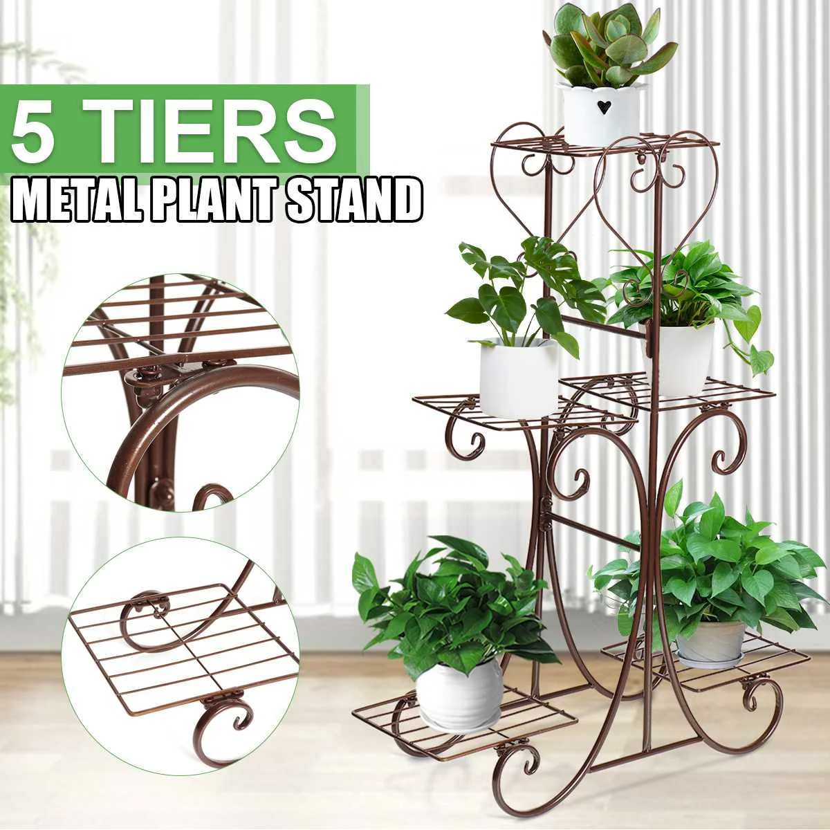 5 Tiers Wrought Iron Plant Stand Flower Shelf for Rack Balcony Simple Indoor Living Room Coffee Bar Garden Flower Pot Shelf
5 Tiers Wrought Iron Plant Stand Flower Shelf for Rack Balcony Simple Indoor Living Room Coffee Bar Garden Flower Pot Shelf