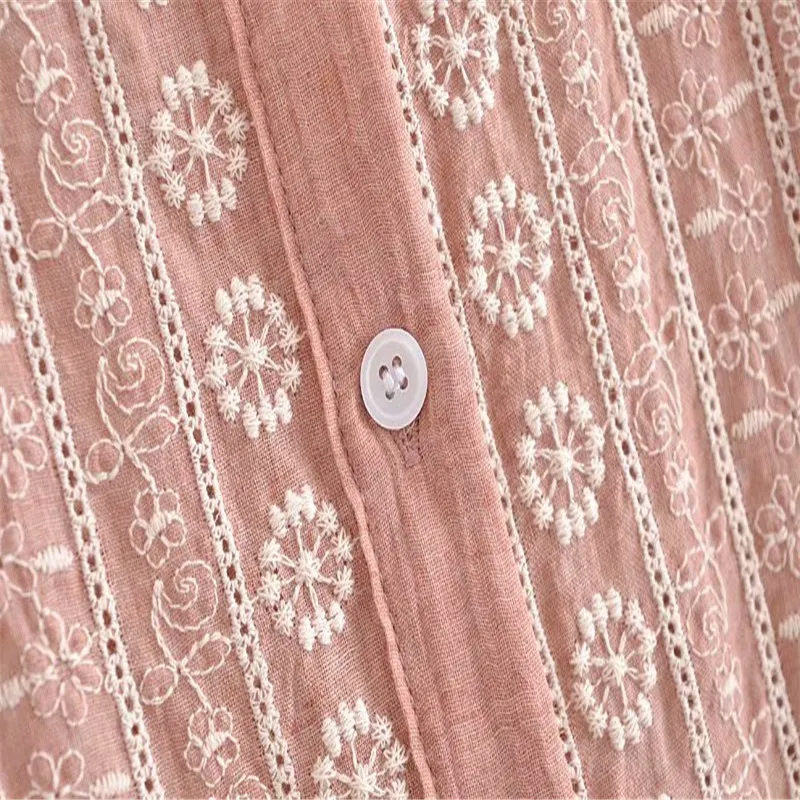 2021 Summer Openwork Embroidered Shirtdress Women Long Puff Sleeve Pleated Pink Midi Dress Chic Button Up Embroidery Dresses
2021 Summer Openwork Embroidered Shirtdress Women Long Puff Sleeve Pleated Pink Midi Dress Chic Button Up Embroidery Dresses
