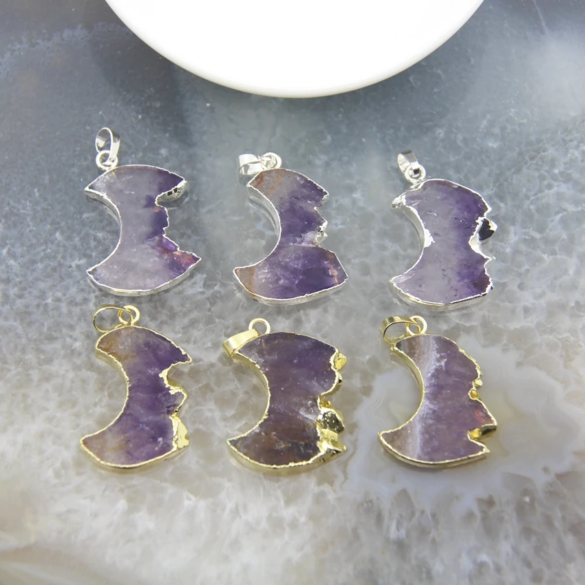 Moon Shape Amethyst Druzy Slice Pendants,Natural Purple Quartz Healing Crystal Slab Geode Drusy Necklace Jewelry Gift for Women
Moon Shape Amethyst Druzy Slice Pendants,Natural Purple Quartz Healing Crystal Slab Geode Drusy Necklace Jewelry Gift for Women