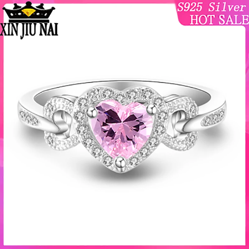 925 sterling silver Pink romantic crystal Fashion light luxury heart-shaped micro inlaid proposal women mature love wedding ring
925 sterling silver Pink romantic crystal Fashion light luxury heart-shaped micro inlaid proposal women mature love wedding ring