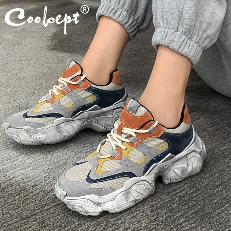 Coolcept Women Sneakers New Fashion Platform Real Leather Casual Shoes Woman Lace High Heel Daily Lady Footwear Size 35-42
Coolcept Women Sneakers New Fashion Platform Real Leather Casual Shoes Woman Lace High Heel Daily Lady Footwear Size 35-42