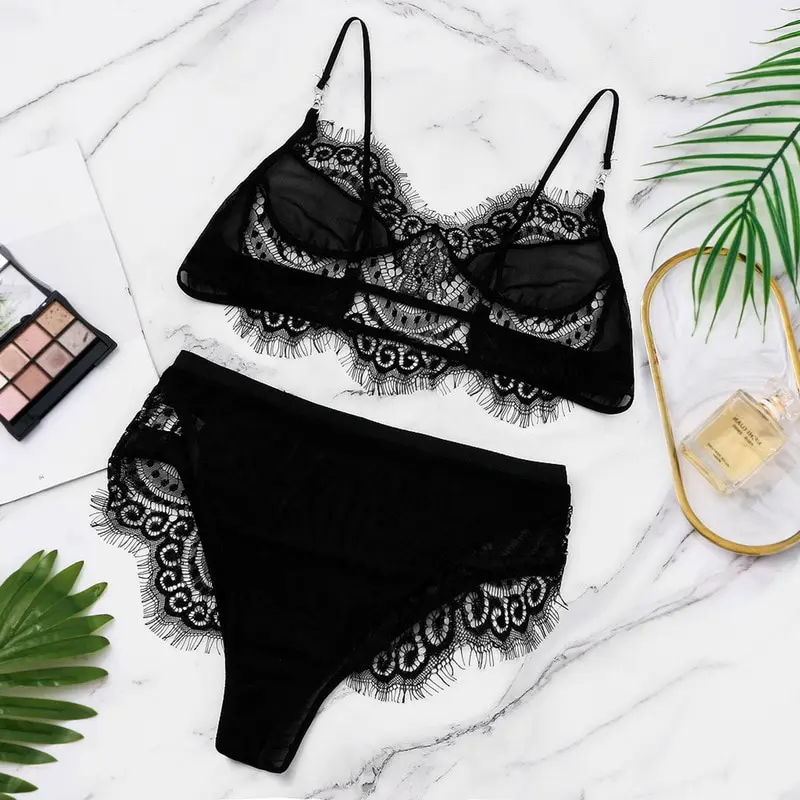 Lace Transparent Bra Set Femme Sexy Lingerie Set Dot Mesh Bralette Women Push Up Brassiere Panties Sets Backless V Neck 
Lace Transparent Bra Set Femme Sexy Lingerie Set Dot Mesh Bralette Women Push Up Brassiere Panties Sets Backless V Neck