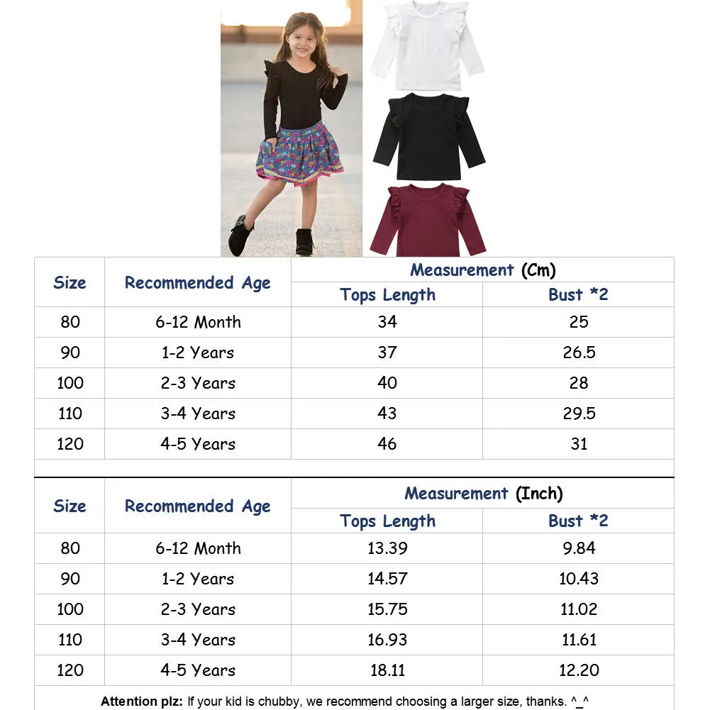 Ruffle Long Sleeve T-Shirt Tops for Toddler kids Baby Girls Solid color Blouse Clothes
Ruffle Long Sleeve T-Shirt Tops for Toddler kids Baby Girls Solid color Blouse Clothes