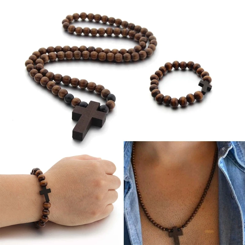 Деревянное ожерелье с крестом Иисуса подвеска для мужчин и женщин деревянные