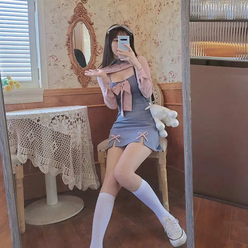 Summer Patchwork Kawaii Dress Women Elegant Bow Casual Designer Sweet Dress Female Club Party Fake Two Piece Korean Dress 2021
Summer Patchwork Kawaii Dress Women Elegant Bow Casual Designer Sweet Dress Female Club Party Fake Two Piece Korean Dress 2021