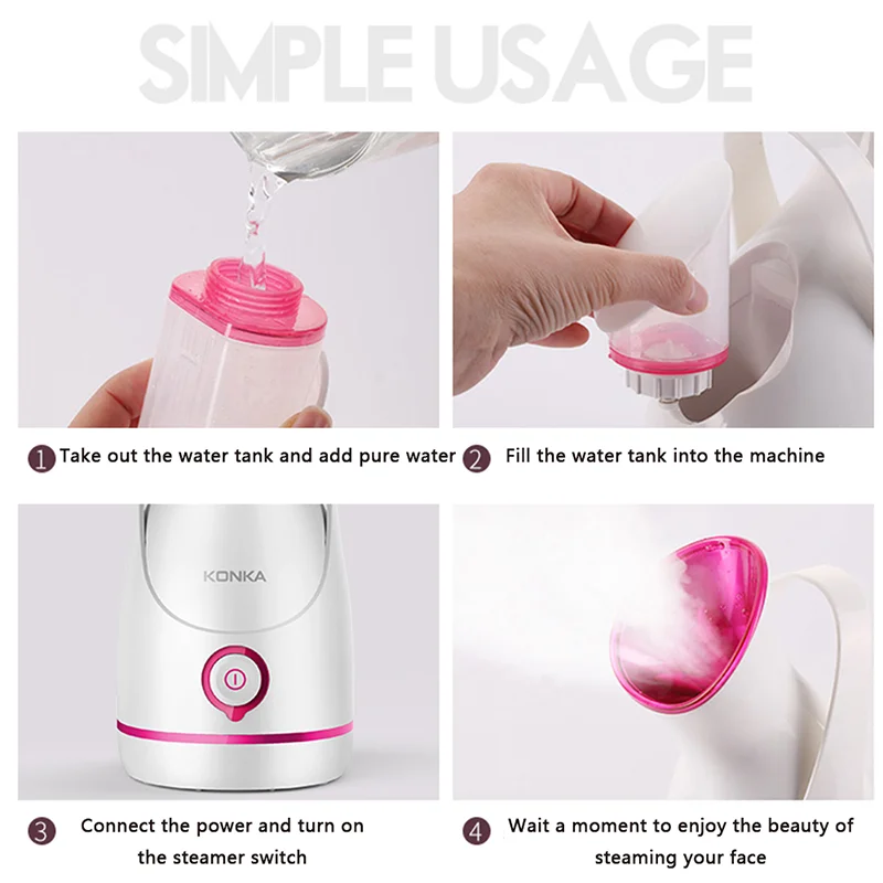 KONKA Facial steamer Large-capacity water tank 100ml Gentle and Deap cleaning face steamer Electric spa face steamer Whitening
KONKA Facial steamer Large-capacity water tank 100ml Gentle and Deap cleaning face steamer Electric spa face steamer Whitening