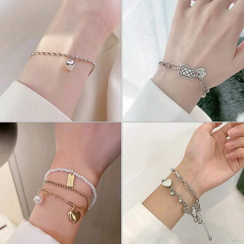 Silver Color Double Layers Heart Charm Bracelets Bangle For Women Girls Elegant Birthday Wedding Party Jewelry Gift INS Bracelet
Silver Color Double Layers Heart Charm Bracelets Bangle For Women Girls Elegant Birthday Wedding Party Jewelry Gift INS Bracelet