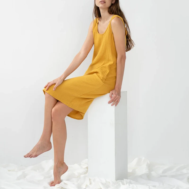 Летние женские платья из 100% хлопка, повседневное однотонное желтое платье без рукавов с карманами, Y2k, женская одежда
Летние женские платья из 100% хлопка, повседневное однотонное желтое платье без рукавов с карманами, Y2k, женская одежда
