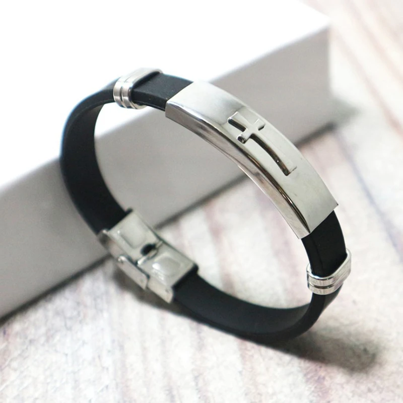 JOINBEAUTY Fashion Punk Couple Bracelet Unisex Stainless Steel Bangle Cross Black Rubber Lovers Jewelry Religion Bracelets HY014
JOINBEAUTY Fashion Punk Couple Bracelet Unisex Stainless Steel Bangle Cross Black Rubber Lovers Jewelry Religion Bracelets HY014