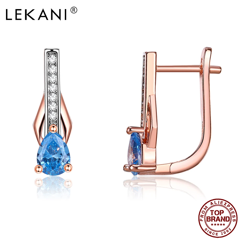 LEKANI Romantic Stud Earrings Blue Water Drop 5A Clear Cubic Zircon Fashion Earring For Women Wedding Jewelry Free Shipping
LEKANI Romantic Stud Earrings Blue Water Drop 5A Clear Cubic Zircon Fashion Earring For Women Wedding Jewelry Free Shipping