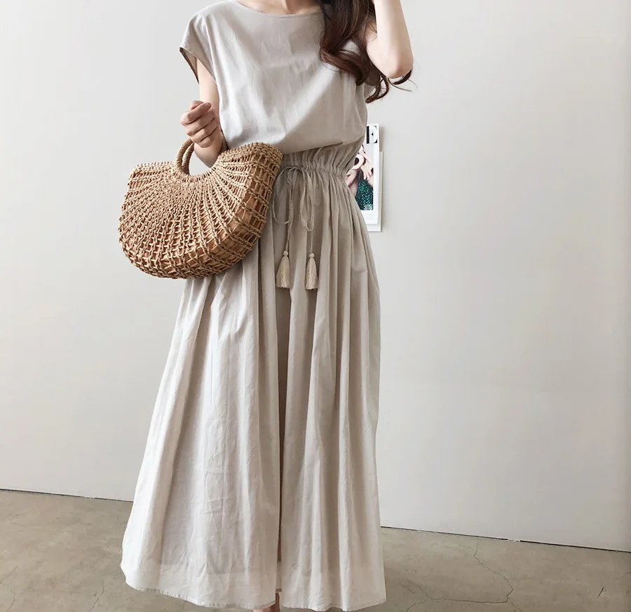 New Women Casual Basic Summer Cotton Linen Dress O-neck Short Sleeve Plus Size S~2XL 
New Women Casual Basic Summer Cotton Linen Dress O-neck Short Sleeve Plus Size S~2XL