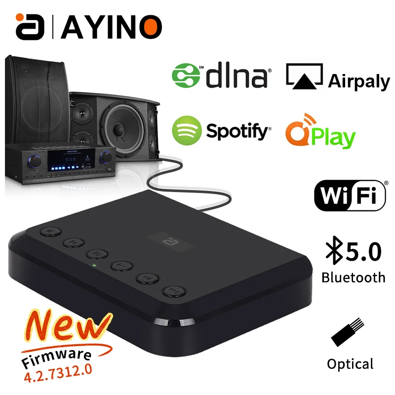Wireless WIFI Audio Receiver for Airplay Spotify DLNA NAS Multiroom Sound Stream optical Bluetooth 5.0 Music Audio Adapter WR320
Wireless WIFI Audio Receiver for Airplay Spotify DLNA NAS Multiroom Sound Stream optical Bluetooth 5.0 Music Audio Adapter WR320