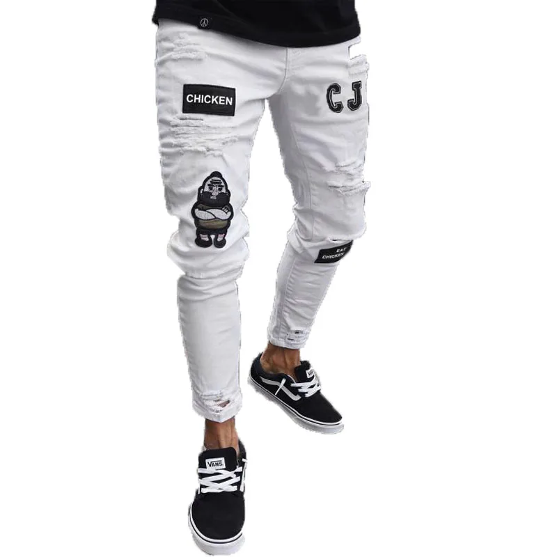 2021 men's new style elastic tight-fitting embroidered printed jeans broken holes fine fit for scratched denim high-quality jean
2021 men's new style elastic tight-fitting embroidered printed jeans broken holes fine fit for scratched denim high-quality jean