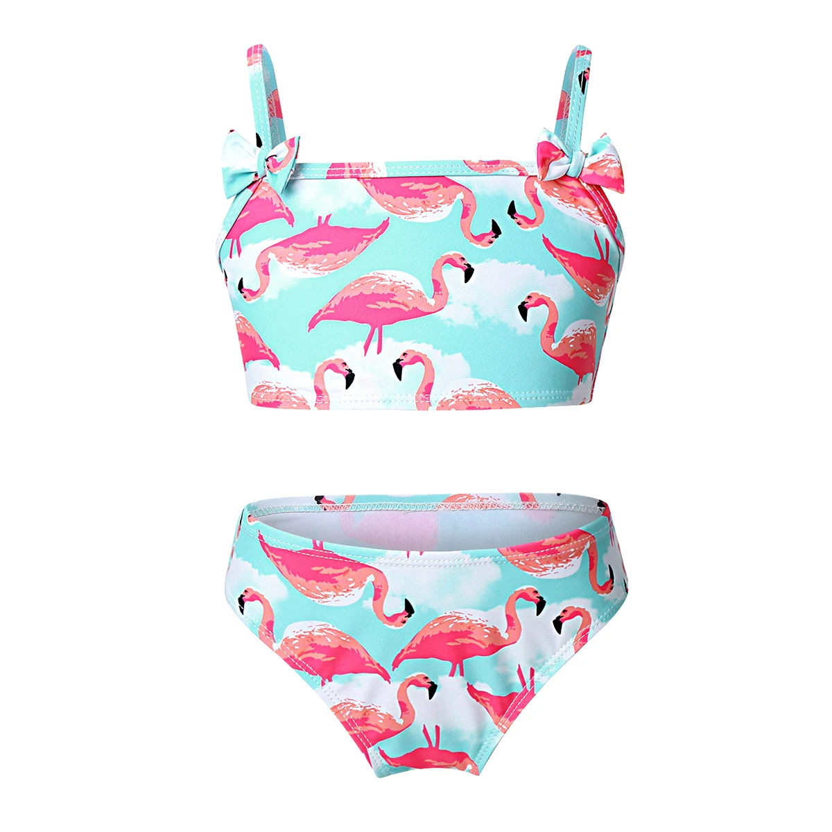Детский купальный костюм для девочек из 2 предметов с изображением фламинго или