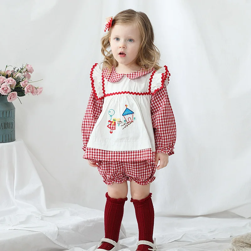 Baby Girls Set Boutique Plaid Embroidery Costumes 2021 New Children Fashion Cute Outfits For Girls Long Sleeve Shirt Shorts Suit
Baby Girls Set Boutique Plaid Embroidery Costumes 2021 New Children Fashion Cute Outfits For Girls Long Sleeve Shirt Shorts Suit