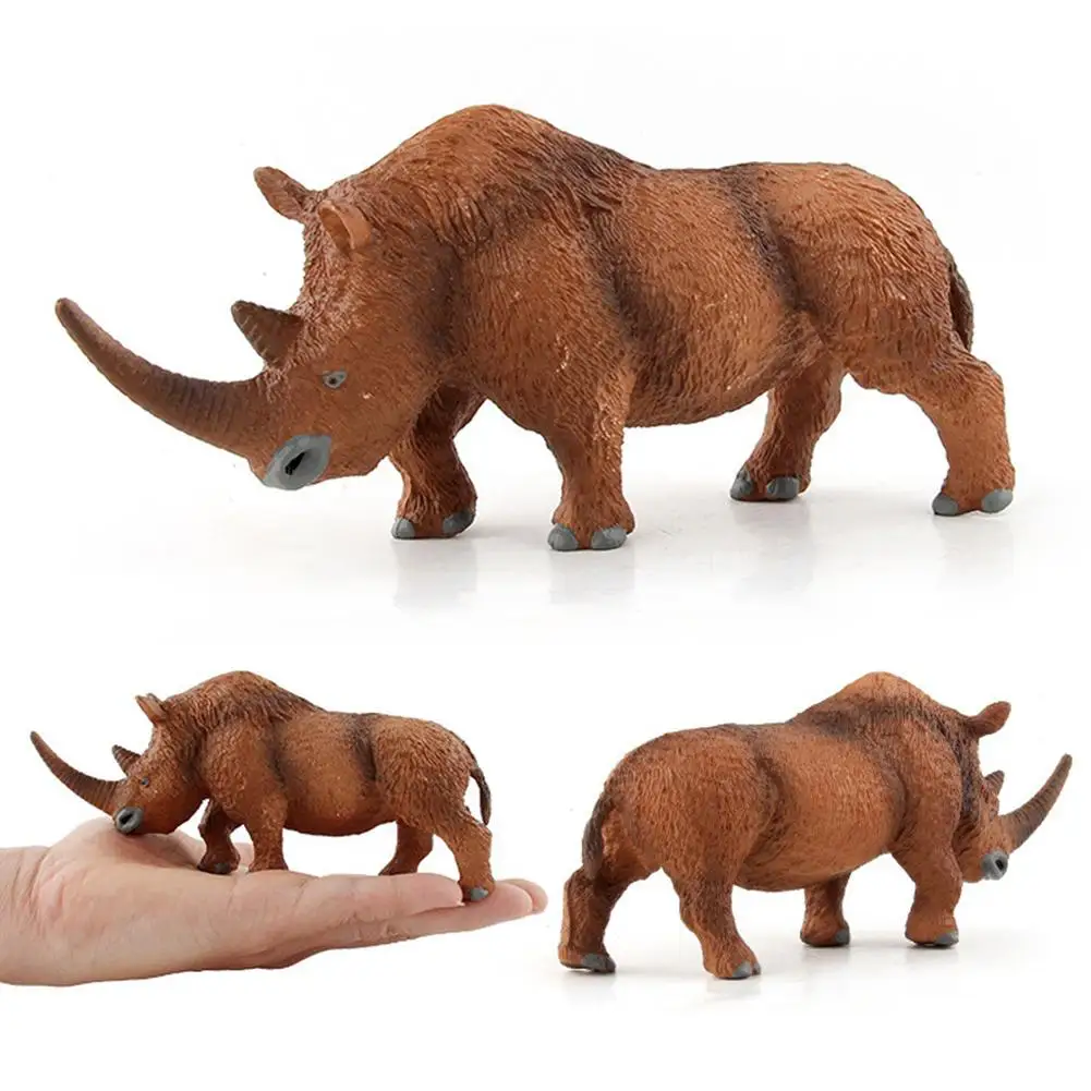 Woolly Rhinoceros Figure Animal Toy Safe Coelodonta Rhino Model Collector Kids Gift Child Educational Toys Solid Ornament | Игрушки и