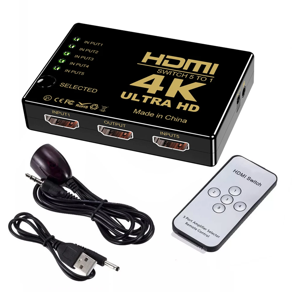 4K 5x1 HDMI коммутатор 5 портов HD переключатель видео адаптер вход 1 выход порт