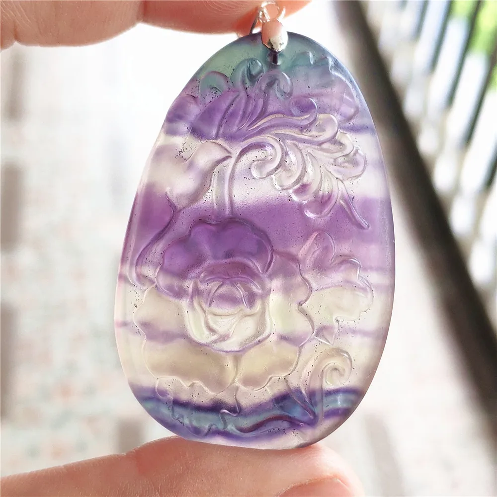Natural Colorful Fluorite Quartz Flower Pendant Women Men 48x32x11mm Carved Fluorite Necklace Jewelry Fashion Stone AAAAA
Natural Colorful Fluorite Quartz Flower Pendant Women Men 48x32x11mm Carved Fluorite Necklace Jewelry Fashion Stone AAAAA