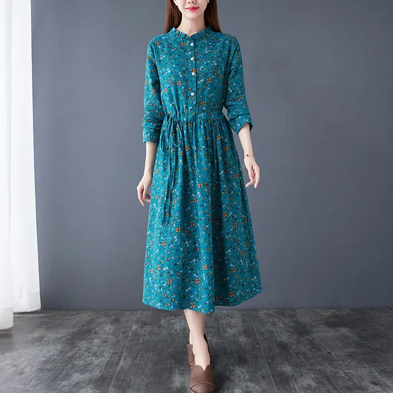 Plus Size Cotton Linen Dress Women Autumn Casual Dresses New 2020 Vintage Floral Print Female Knee-length A-line Dress
Plus Size Cotton Linen Dress Women Autumn Casual Dresses New 2020 Vintage Floral Print Female Knee-length A-line Dress