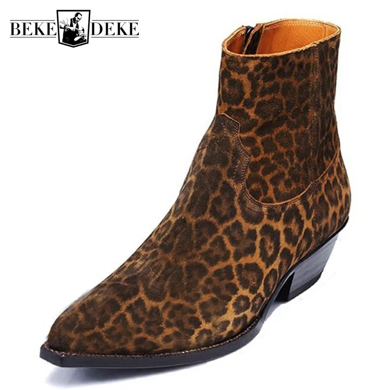 Runway Luxury Brand Men Leopard Printed Chelsea Boots Pointed Toe Cow Suede Cowboy Ankle Boots 2022 Summer Dress Botas
Runway Luxury Brand Men Leopard Printed Chelsea Boots Pointed Toe Cow Suede Cowboy Ankle Boots 2022 Summer Dress Botas