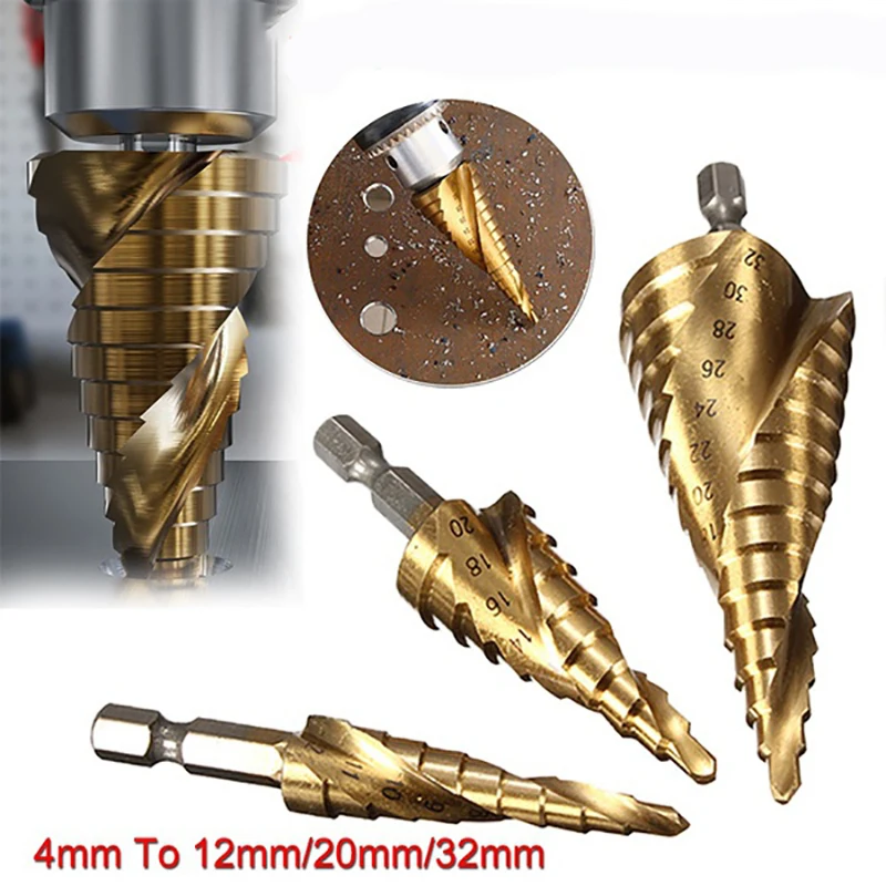 Spiral Grooved Step Drill Bit HSS Solid Carbide Titanium Cone Drill Metal Cutter Tool
Spiral Grooved Step Drill Bit HSS Solid Carbide Titanium Cone Drill Metal Cutter Tool