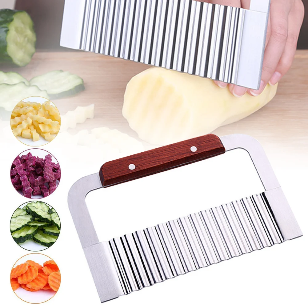 1PC Potato Slicer Wavy Crinkle Cutting Tool Vegetable Fruit Salad Chopping Knife French Fries Maker Food Grade Blade Kitchen Use
1PC Potato Slicer Wavy Crinkle Cutting Tool Vegetable Fruit Salad Chopping Knife French Fries Maker Food Grade Blade Kitchen Use