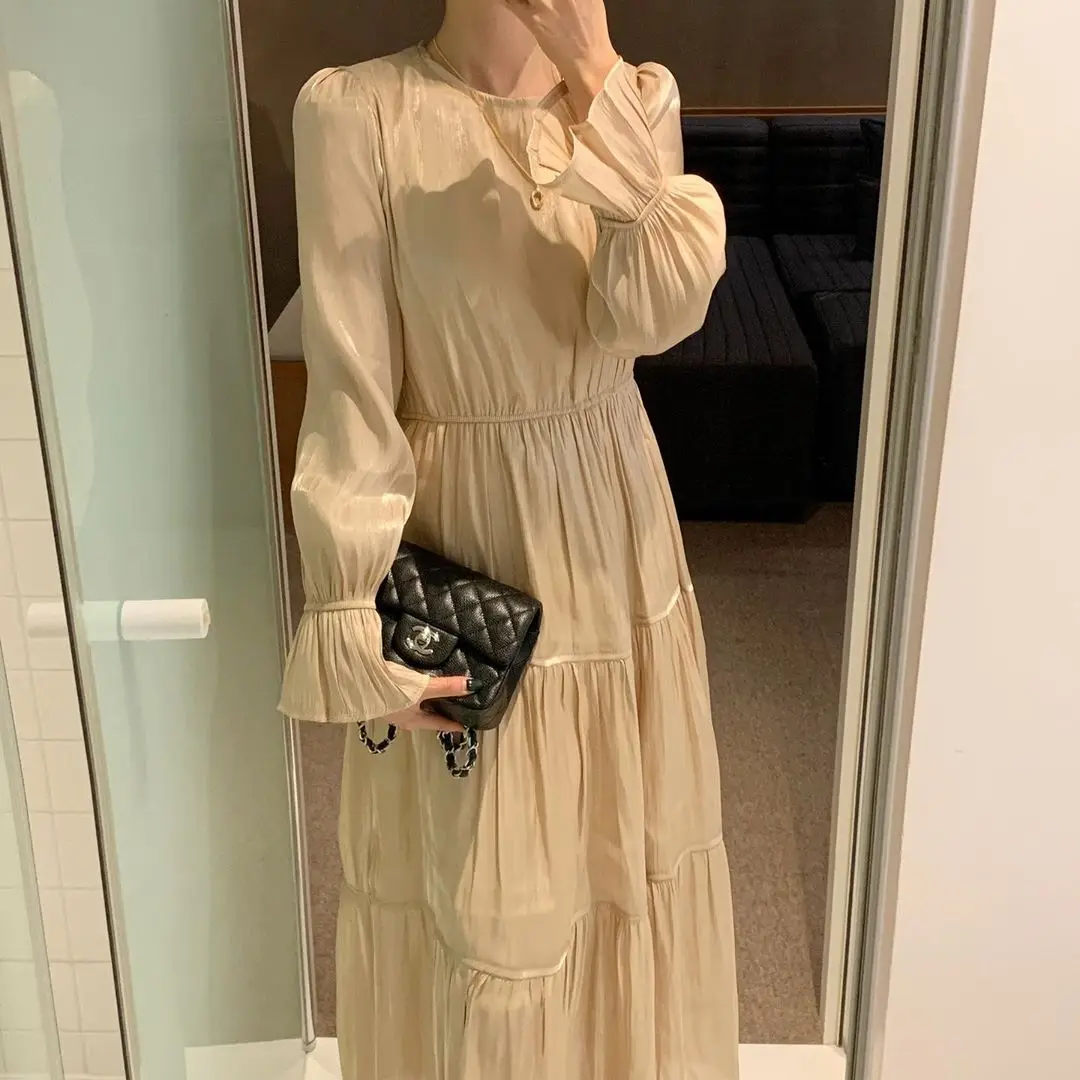 Women Fall Korean Long O-neck Dress Vintage Raped Ruffle Long Sleeve High Waist Loose Solid Plus Size Sukienki Ropa Mujer Party
Women Fall Korean Long O-neck Dress Vintage Raped Ruffle Long Sleeve High Waist Loose Solid Plus Size Sukienki Ropa Mujer Party