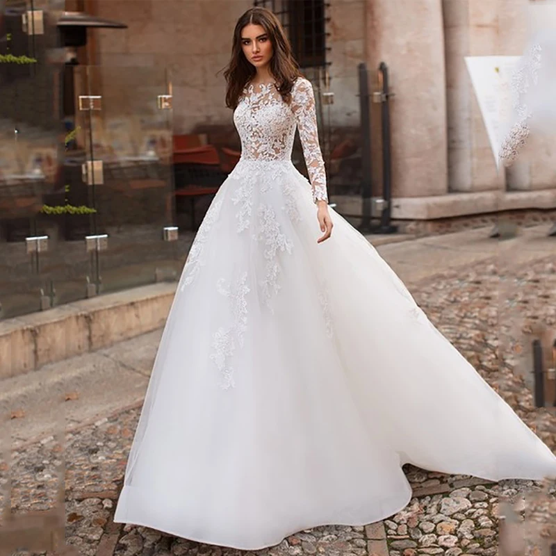 Свадебное платье LORIE 2019 с длинными рукавами, кружевное ТРАПЕЦИЕВИДНОЕ ПЛАТЬЕ с аппликацией из иллюзии, свадебное платье на пуговицах сзади
Свадебное платье LORIE 2019 с длинными рукавами, кружевное ТРАПЕЦИЕВИДНОЕ ПЛАТЬЕ с аппликацией из иллюзии, свадебное платье на пуговицах сзади