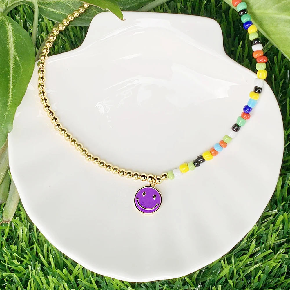 Coin Shape Smiling Face Rainbow Enamel Pendant With Neon Color/Gold Plated Bead Chain Necklace Trendy Jewelry Wholesale
Coin Shape Smiling Face Rainbow Enamel Pendant With Neon Color/Gold Plated Bead Chain Necklace Trendy Jewelry Wholesale