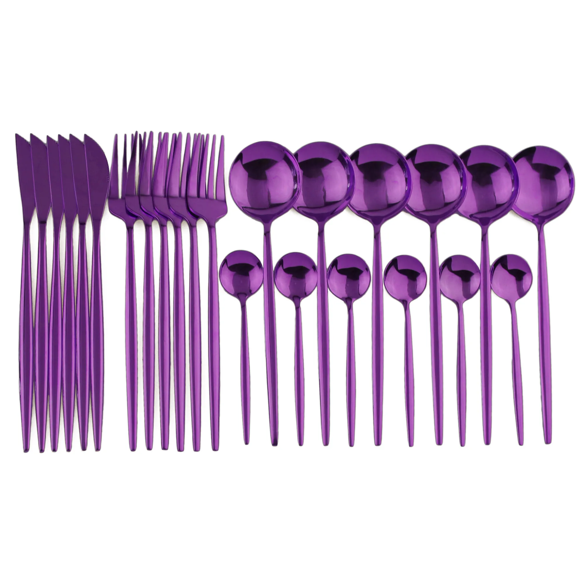 Фото 24 шт фиолетовый набор столовых приборов 304 Нержавеющая сталь - купить