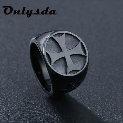 Saint Benedict Cspb Gold Black Cross Men Rings Punk Hip Hop for Boyfriend Male Stainless Steel Jewelry Creativity Gift Wholesale | Украшения