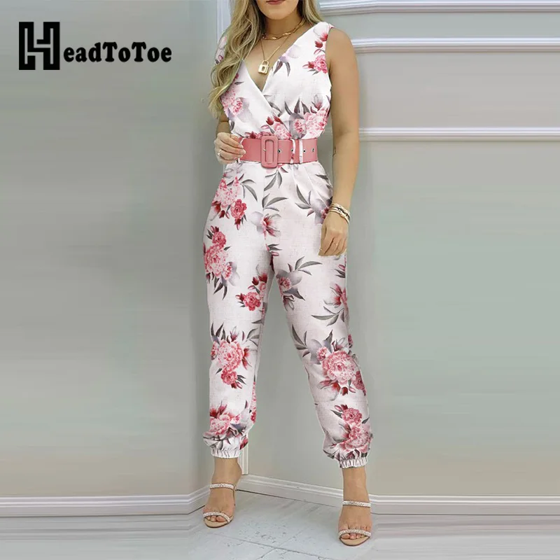 Floral Print Straight Jumpsuit Sleeveless V Neck Casual Summer Rompers Women Jumpsuit
Floral Print Straight Jumpsuit Sleeveless V Neck Casual Summer Rompers Women Jumpsuit