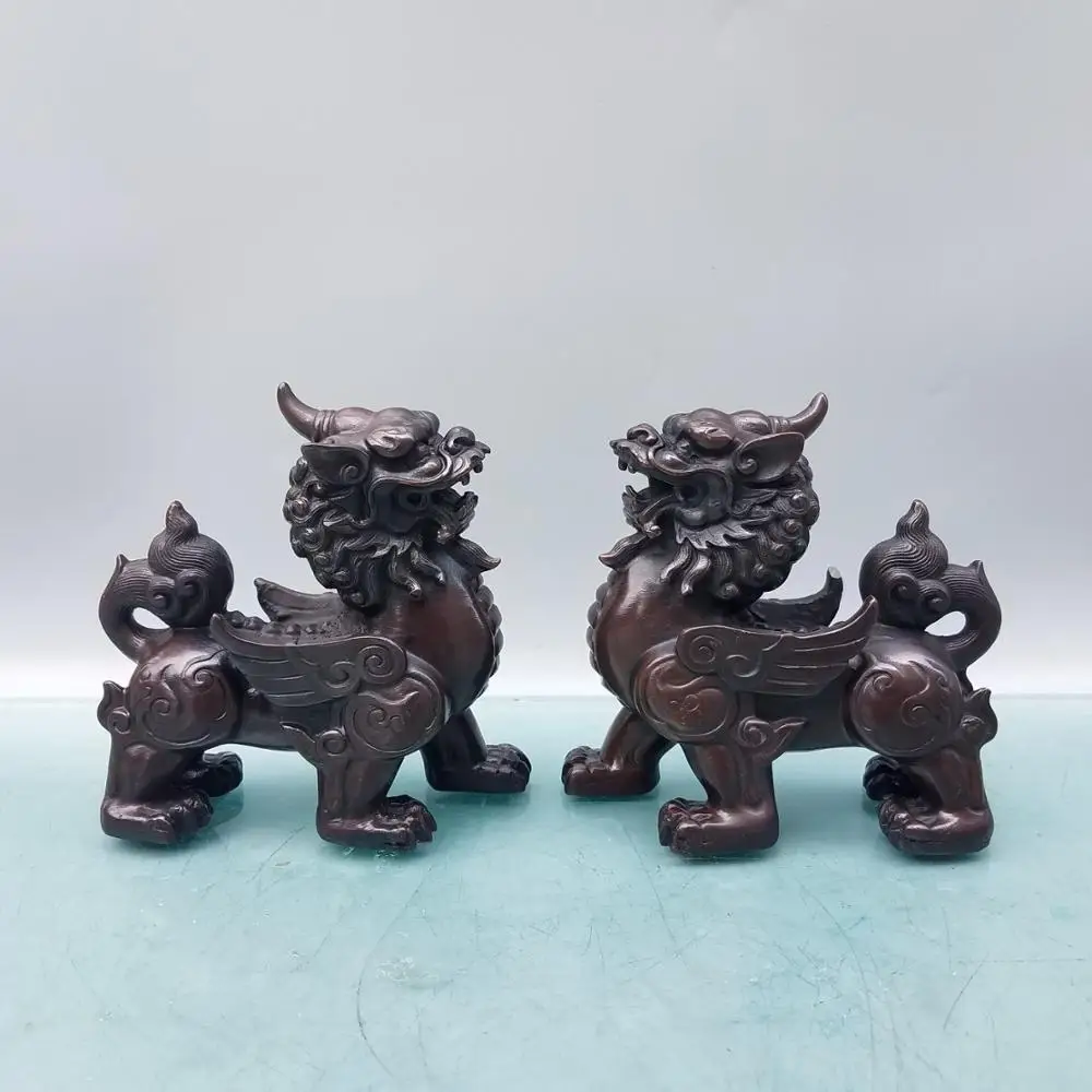 Home Decor 6" Chinese Seikos Brass Pixiu Statue A pair Unicorn statue Beast of Jiri Implication Sending off evil spirits 
Home Decor 6" Chinese Seikos Brass Pixiu Statue A pair Unicorn statue Beast of Jiri Implication Sending off evil spirits