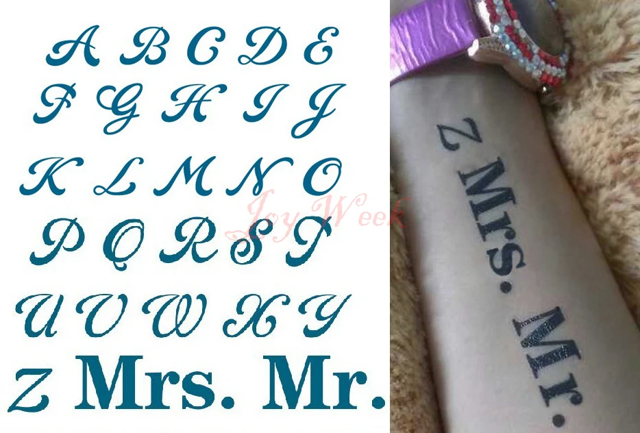 

Waterproof Temporary Tattoo Sticker English word letters alphabet Mr. tatto stickers flash tatoo fake tattoos for girl men 4
