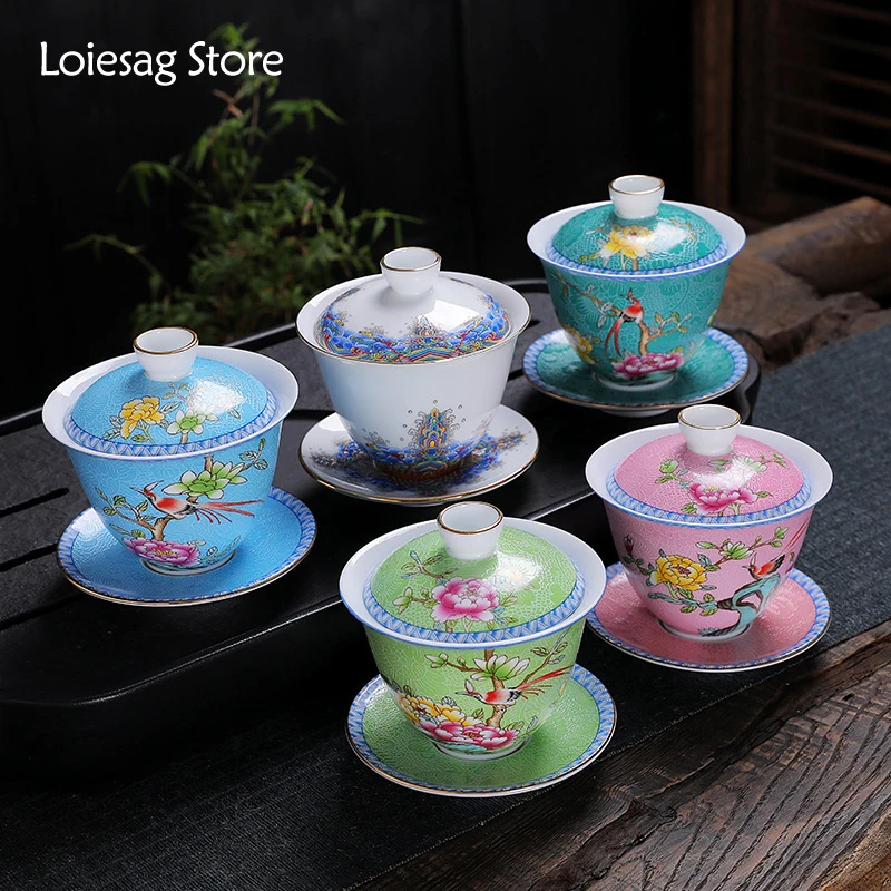 Loiesag 210ml Enamel Painted Ceramic Sancai Large Cover Bowl Tea Cup Hand Painted Tea Bowl Kung Fu Tea Set Office Cup Water Cup
Loiesag 210ml Enamel Painted Ceramic Sancai Large Cover Bowl Tea Cup Hand Painted Tea Bowl Kung Fu Tea Set Office Cup Water Cup