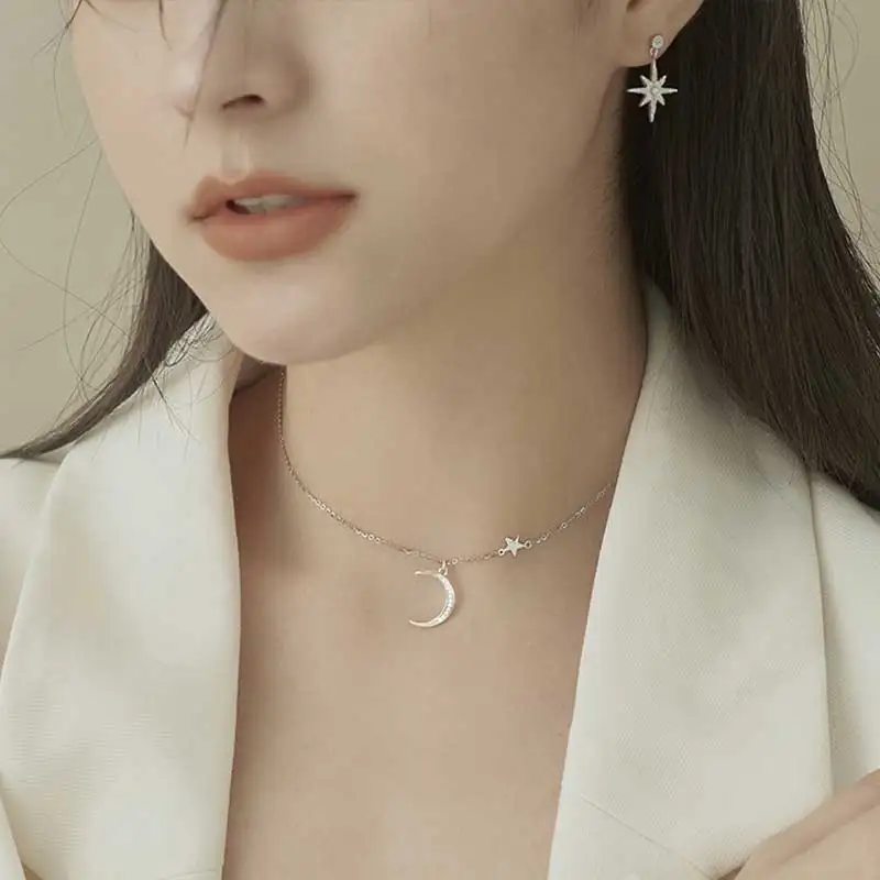 xiaoboACC S925 Sterling Star Moon Pendant Necklace for Women korean fashion Engagement Wedding Jewelry Gift
xiaoboACC S925 Sterling Star Moon Pendant Necklace for Women korean fashion Engagement Wedding Jewelry Gift