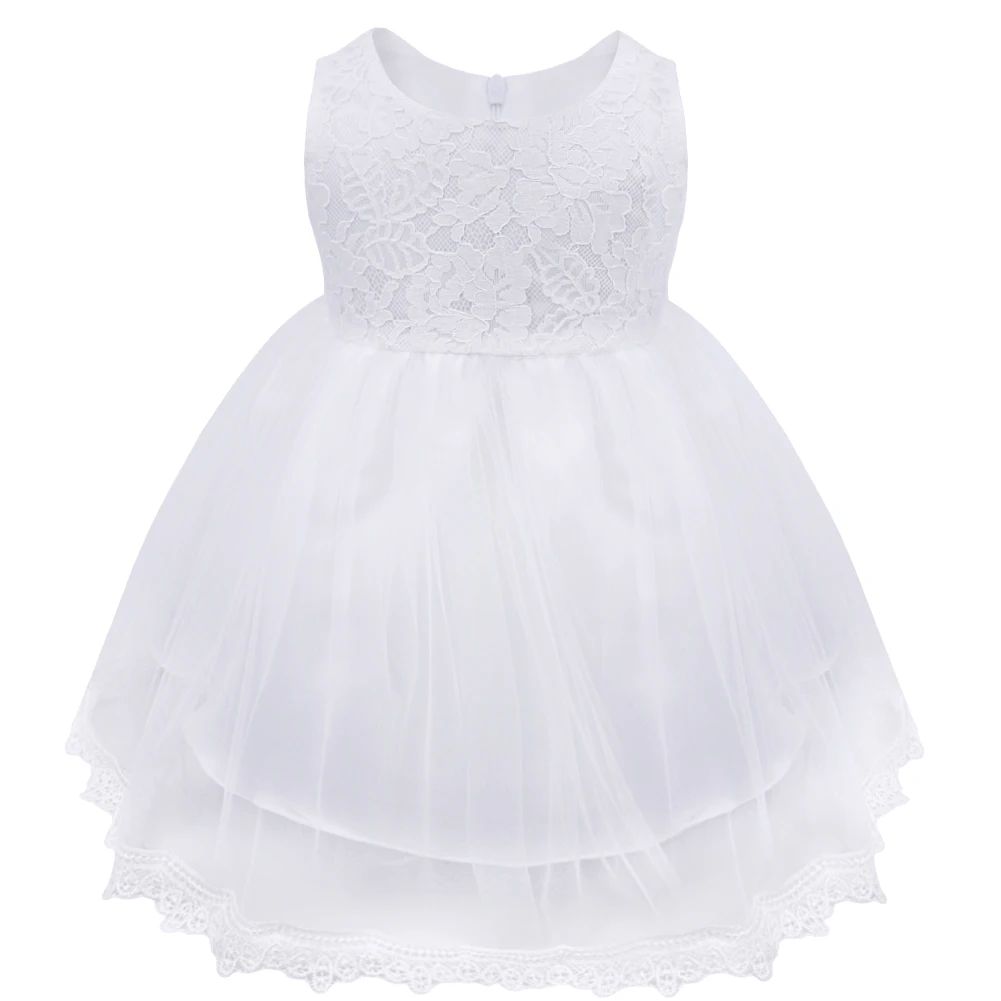 

Baby Flower Girls Dress Christening Gown Newborn Babies Baptism Clothes Princess Tutu 1st Birthday Party Wedding White Bow Dress