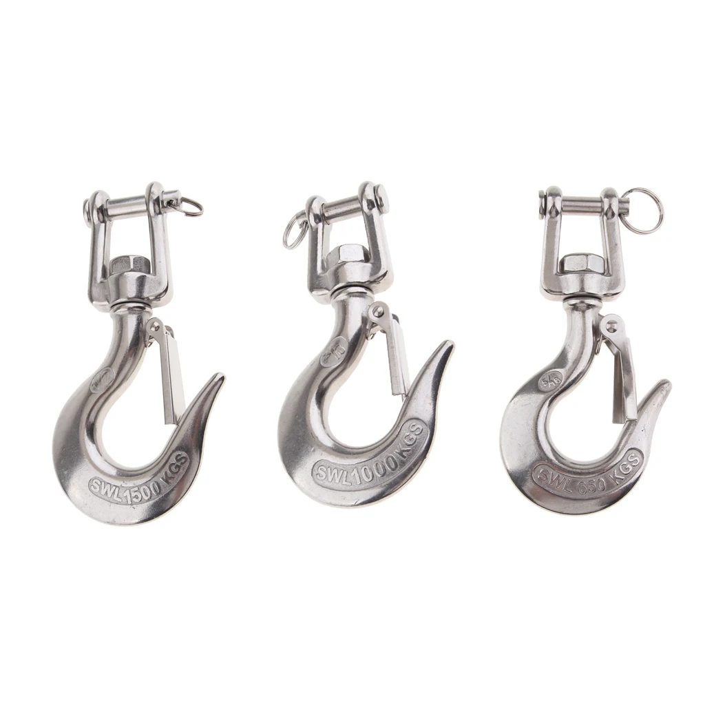 1500KG Stainless Steel Swivel Silver Clevis Hook 1/2+3/8+5/16 Inch with Latch Rigging Equipment
1500KG Stainless Steel Swivel Silver Clevis Hook 1/2+3/8+5/16 Inch with Latch Rigging Equipment