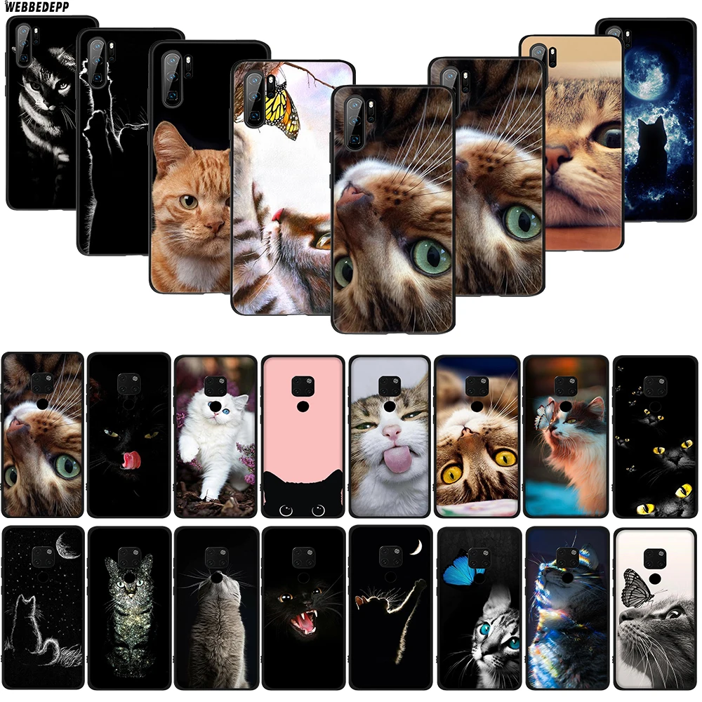 Мягкий чехол WEBBEDEPP Cat Body language из ТПУ для huawei Honor P smart Z Plus P20Lite mate 30 Lite view 20 9x Pro |