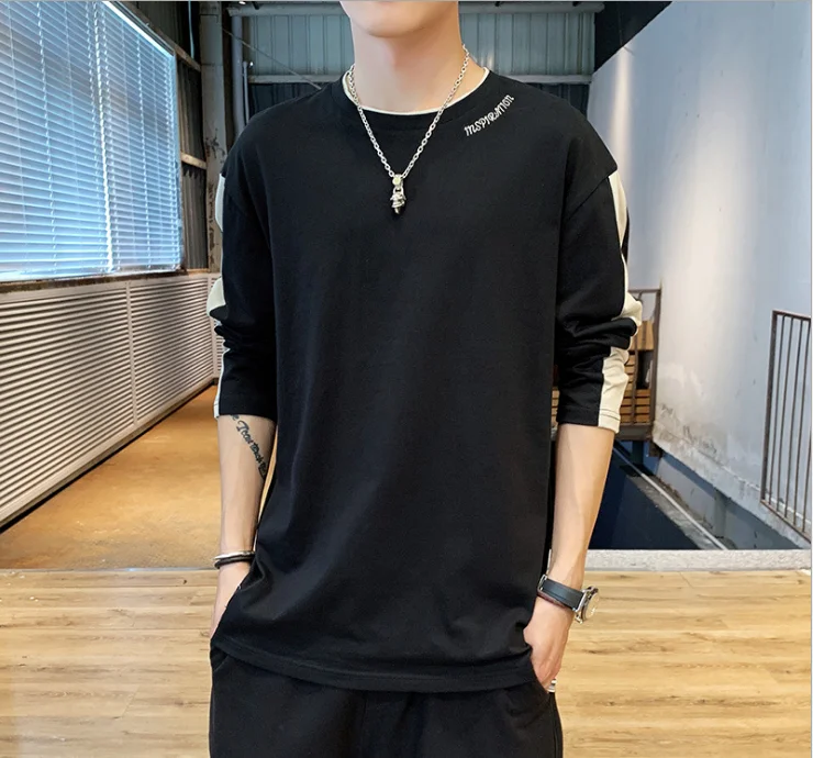 Men's fashion casual long sleeve T-shirt W8010