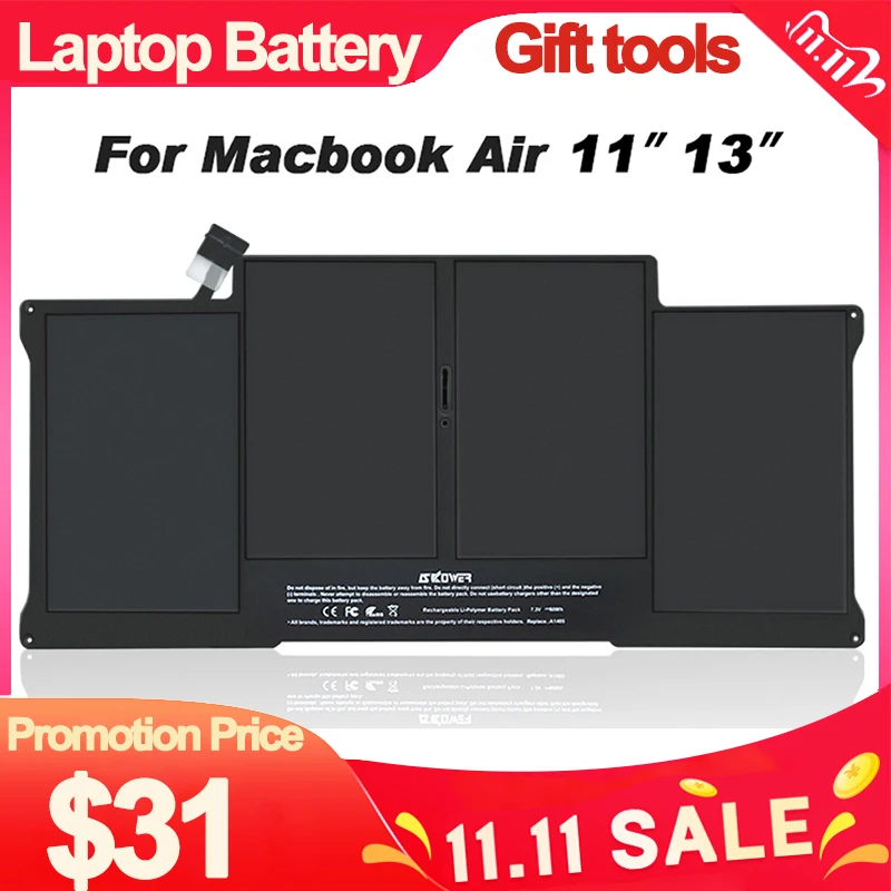 Laptop Battery For Apple Macbook Air 11 13 Inch A1466 A1370 A1369 A1465 Notebook A1375 A1406 A1405 Batteries Free Tools
Laptop Battery For Apple Macbook Air 11 13 Inch A1466 A1370 A1369 A1465 Notebook A1375 A1406 A1405 Batteries Free Tools