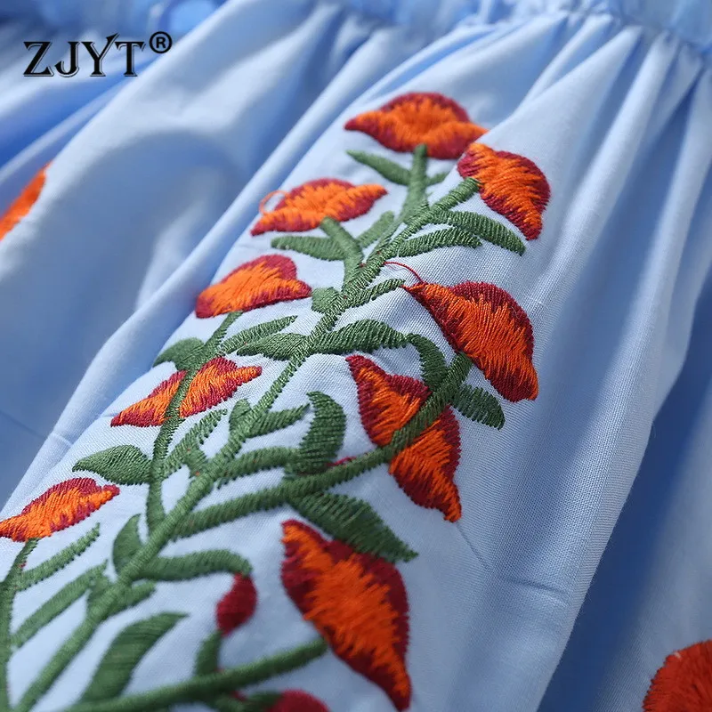 2021 Summer Runway Fashion Luxury Embroidery Cotton Dress Women Short Sleeve Square Collar Robe Midi Aline Party Blue Vestidos
2021 Summer Runway Fashion Luxury Embroidery Cotton Dress Women Short Sleeve Square Collar Robe Midi Aline Party Blue Vestidos