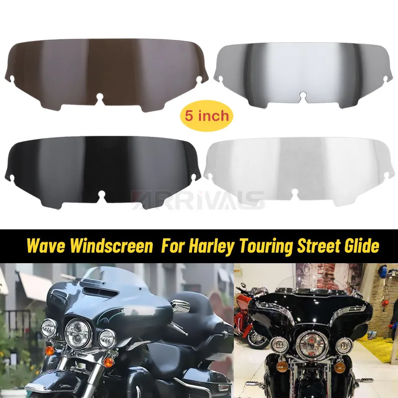 

Лобовое стекло мотоциклетное черное прозрачное для Harley Electra Street Glide FLHX Touring CVO 1996-2013, 5 дюймов
