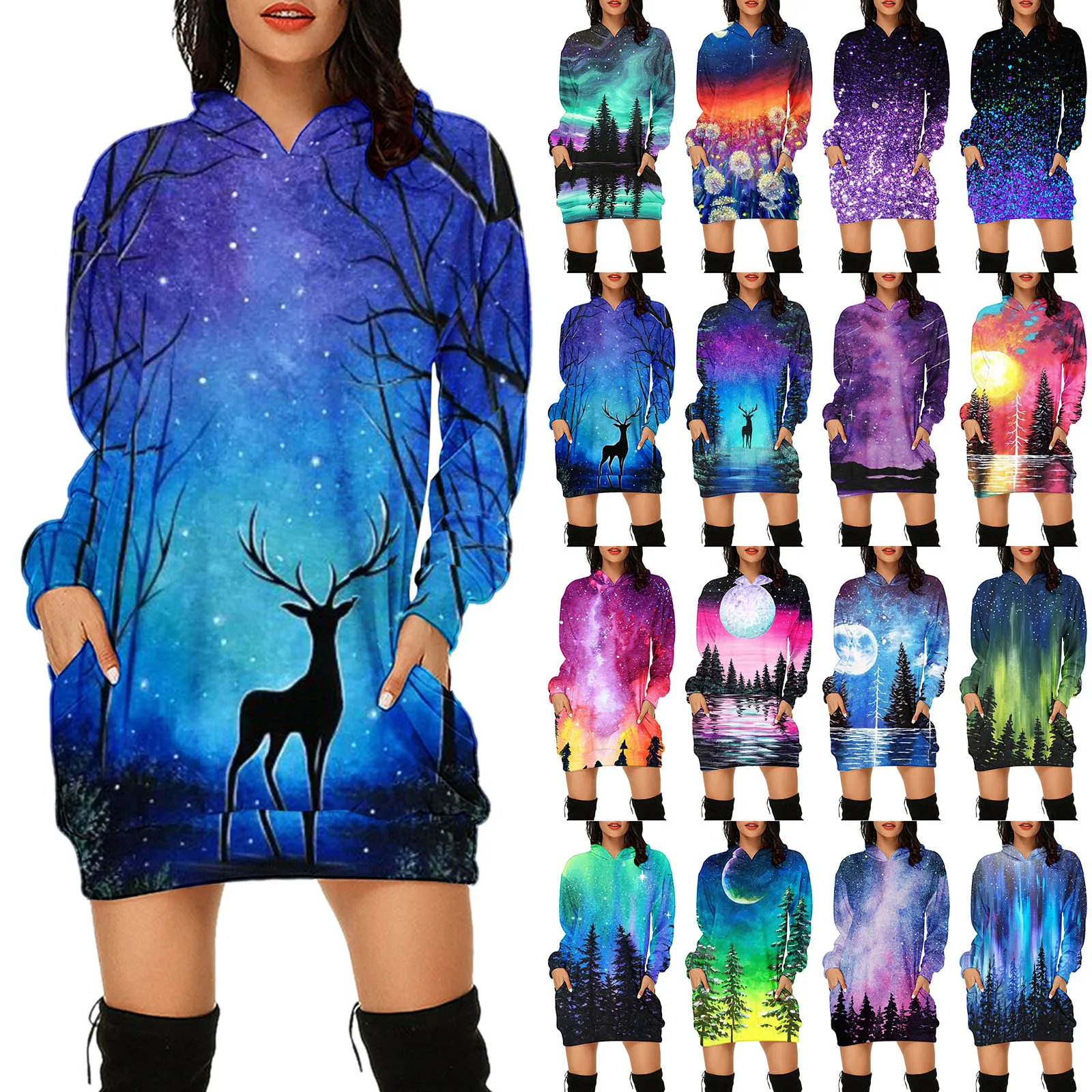 Autumn Women Hoodie Dress Xmas Christmas New Year 2021 Printed Long Sleeve Pocket Loose Hooded Dresses
Autumn Women Hoodie Dress Xmas Christmas New Year 2021 Printed Long Sleeve Pocket Loose Hooded Dresses