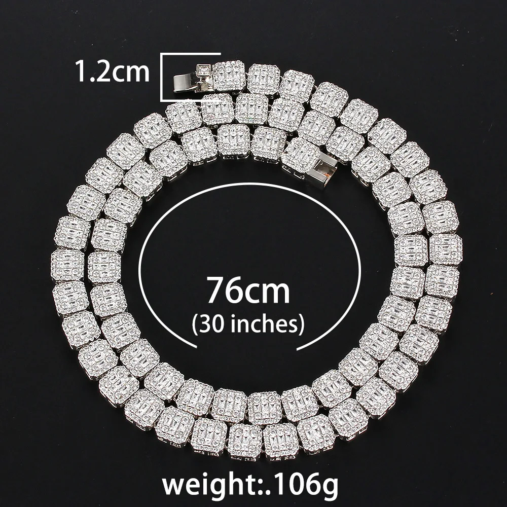 12mm Hip Hop Big Zircon Stone Tennis Chain Necklace Bling Square Zircon Long Link Chain For Men Rapper Women Necklace Jewelry
12mm Hip Hop Big Zircon Stone Tennis Chain Necklace Bling Square Zircon Long Link Chain For Men Rapper Women Necklace Jewelry