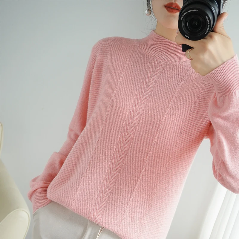 2020 Autumn and Winter New 100% Pure Wool Semi-high Round Neck Woolen Sweater, Women's slim Slim Pullover, Warm and Light Sweate
2020 Autumn and Winter New 100% Pure Wool Semi-high Round Neck Woolen Sweater, Women's slim Slim Pullover, Warm and Light Sweate